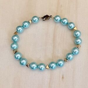 Mother of Pearl and Gold Tone Beaded Bracelet